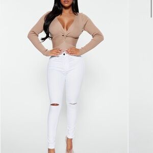 White Distressed Skinny Jeans